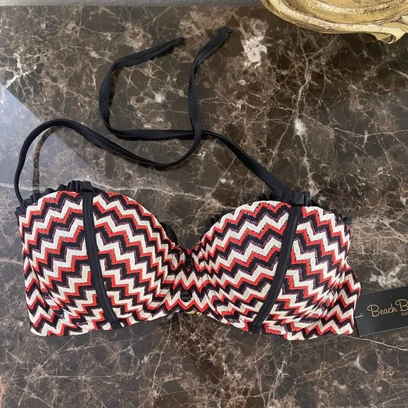 Beach Bunny Life is a Highway Bikini Top in Red, Black, and White - Picture 2 of 8